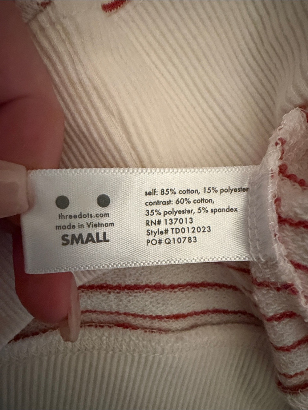 Three Dots Pink and White Striped Half-Zip Sweatshirt - Picture 7 of 9